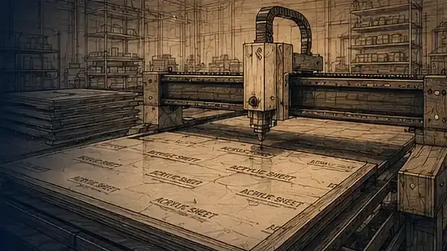 Sepia sketch of sheet fabrication and protective industrial applications