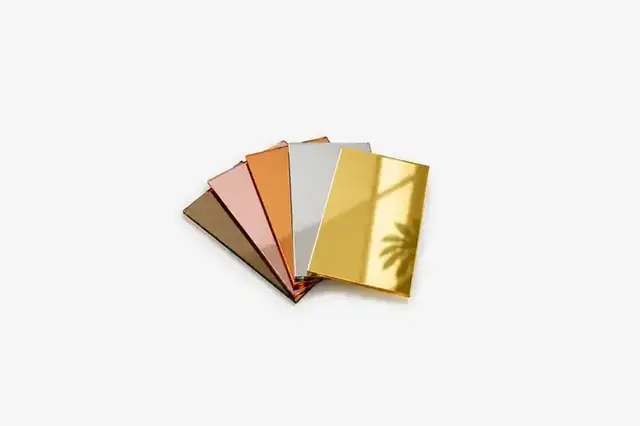 Acrylic mirror sheets in gold silver copper rose gold and bronze finishes